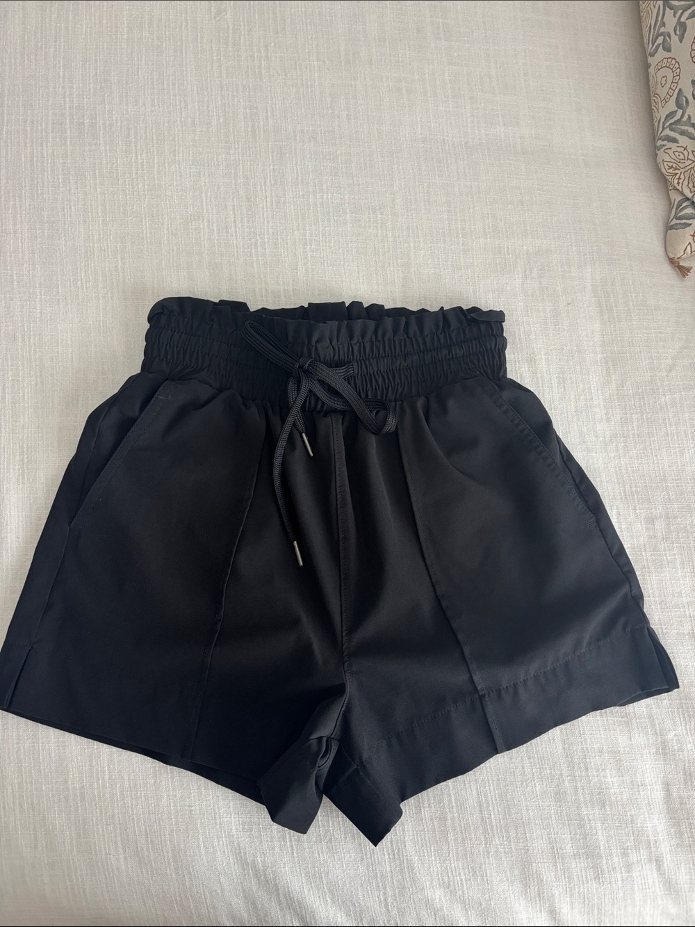 Vanilla Star Black Paperbag Waist High-Rise Shorts